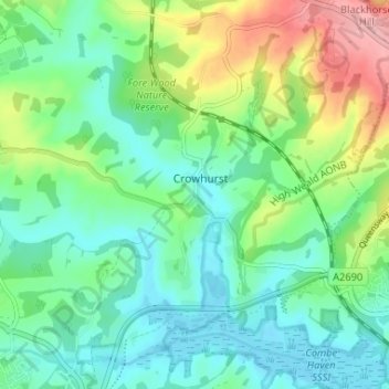Crowhurst topographic map, elevation, terrain