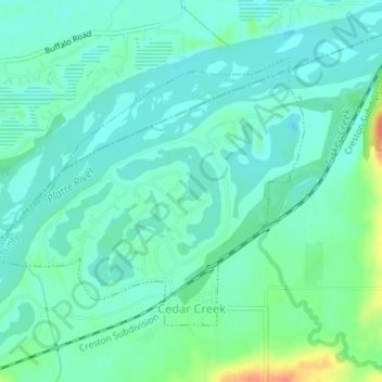 Cedar Creek topographic map, elevation, terrain