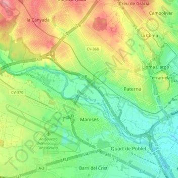 Manises topographic map, elevation, terrain