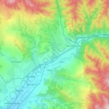 Deda topographic map, elevation, terrain