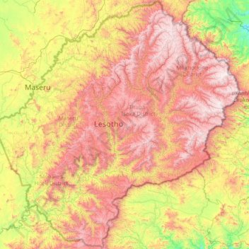 Lesotho topographic map, elevation, terrain