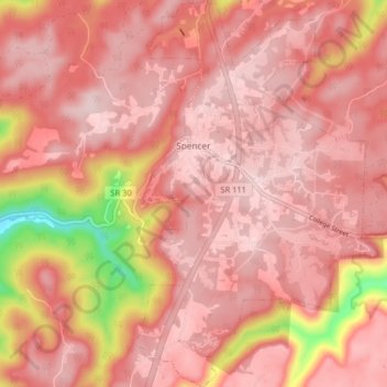 Spencer topographic map, elevation, terrain