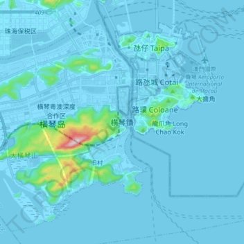 Hengqin topographic map, elevation, terrain