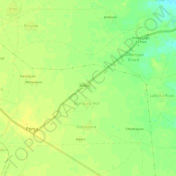 Porsa topographic map, elevation, terrain