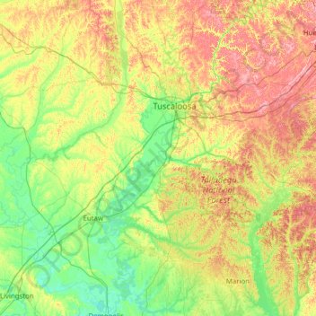 Black Warrior River topographic map, elevation, terrain