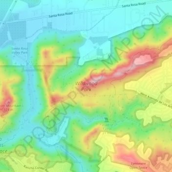 Wildwood Park topographic map, elevation, terrain