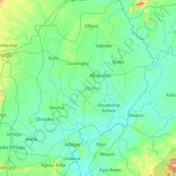 Ebonyi State topographic map, elevation, terrain