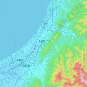 Tainai topographic map, elevation, terrain