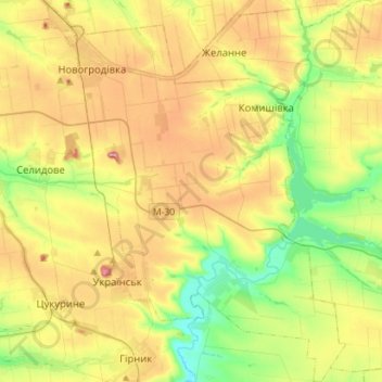 Novohrodivka urban hromada topographic map, elevation, terrain