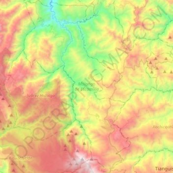Molango de Escamilla topographic map, elevation, terrain