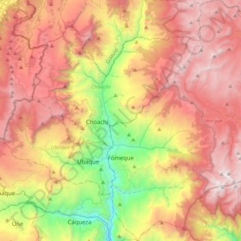 Fómeque topographic map, elevation, terrain