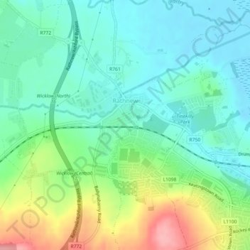 Rathnew topographic map, elevation, terrain