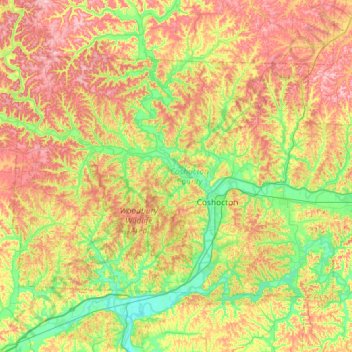 Coshocton County topographic map, elevation, terrain
