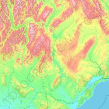 Clutha River topographic map, elevation, terrain
