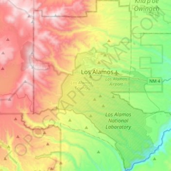 Los Alamos County topographic map, elevation, terrain