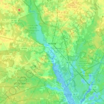 Millville topographic map, elevation, terrain