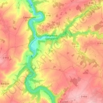 Gargilesse-Dampierre topographic map, elevation, terrain