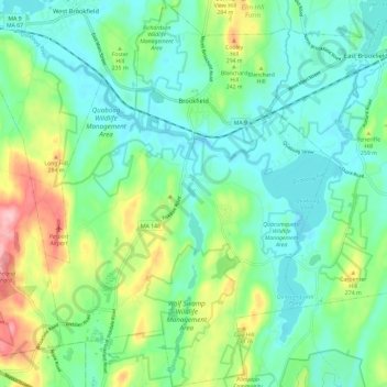 Brookfield topographic map, elevation, terrain