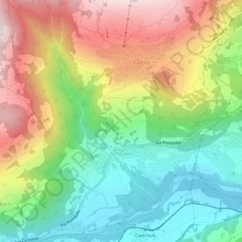 Schluein topographic map, elevation, terrain