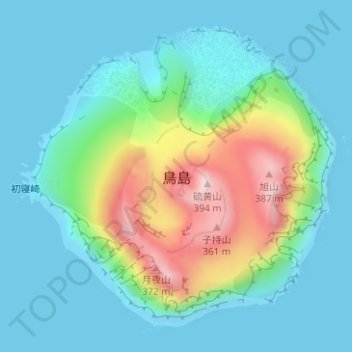 鳥島 topographic map, elevation, terrain