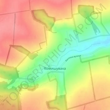Komyshuvakha topographic map, elevation, terrain