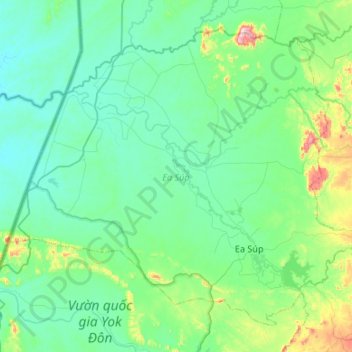 Ea Súp District topographic map, elevation, terrain