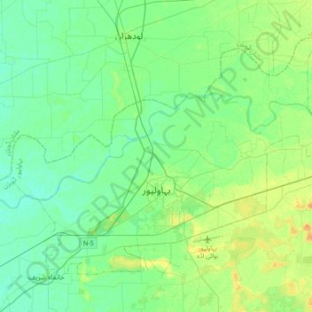 Bahawalpur City Tehsil topographic map, elevation, terrain