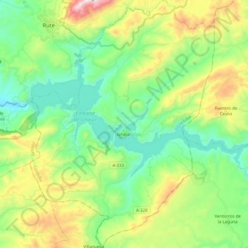 Iznájar topographic map, elevation, terrain