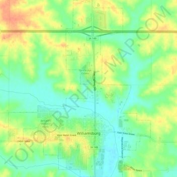 Williamsburg topographic map, elevation, terrain