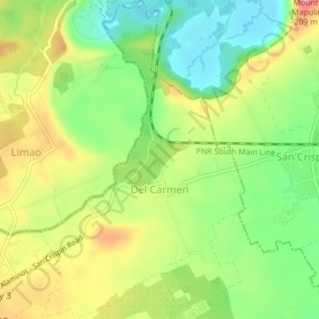 Del Carmen topographic map, elevation, terrain