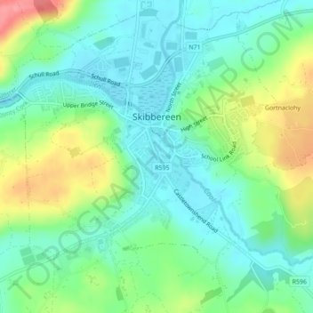 Skibbereen topographic map, elevation, terrain