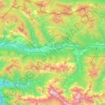 Malborghetto Valbruna topographic map, elevation, terrain
