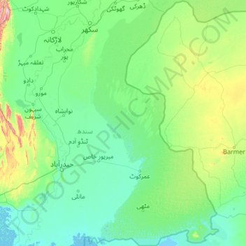 Thar Desert topographic map, elevation, terrain