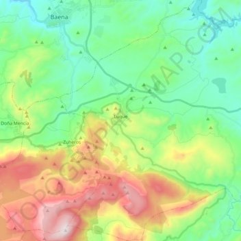 Luque topographic map, elevation, terrain