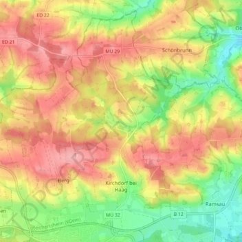 Kirchdorf topographic map, elevation, terrain