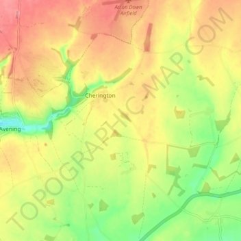 Cherington topographic map, elevation, terrain