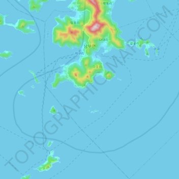 Nambu-myeon topographic map, elevation, terrain