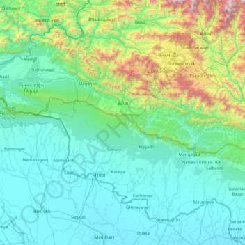 Narayani topographic map, elevation, terrain