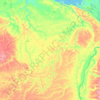 Olenyok River topographic map, elevation, terrain