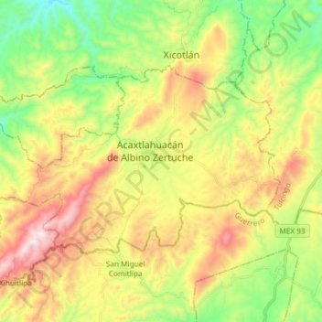 Albino Zertuche topographic map, elevation, terrain