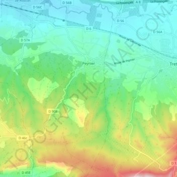 Peynier topographic map, elevation, terrain