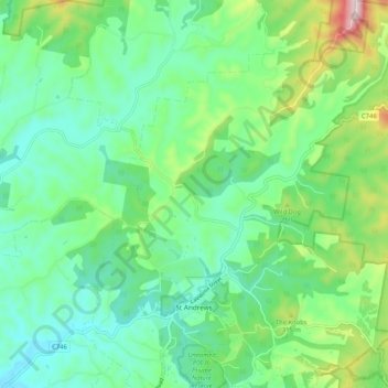 St Andrews topographic map, elevation, terrain