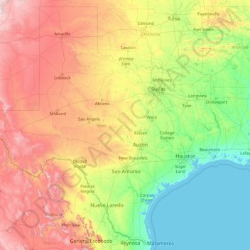 Texas Topographic Map Elevation Terrain   Thumbnail 