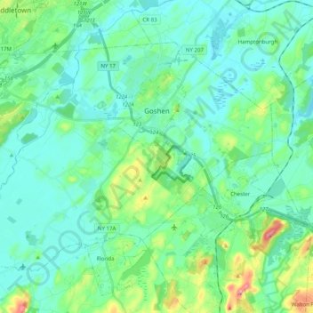 Town of Goshen topographic map, elevation, terrain
