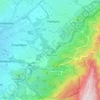 Δήμος Ζωγράφου topographic map, elevation, terrain