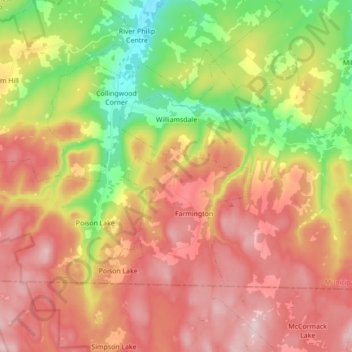 Williamsdale topographic map, elevation, terrain