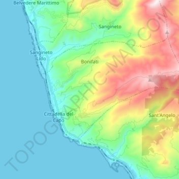 Bonifati topographic map, elevation, terrain