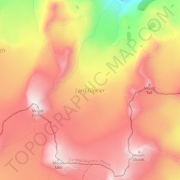 Lord Glacier topographic map, elevation, terrain