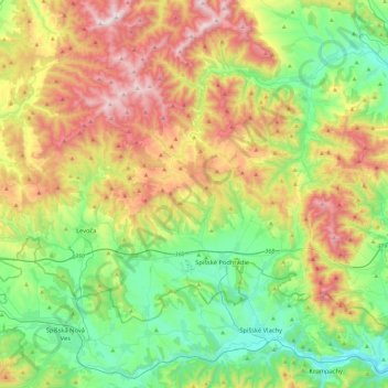 okres Levoča topographic map, elevation, terrain