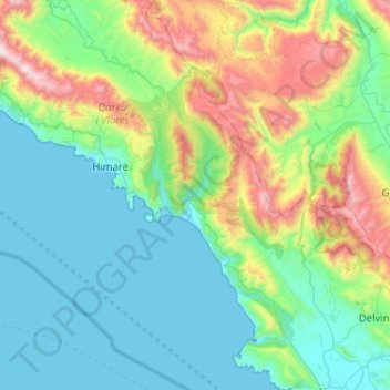 Bashkia Himarë topographic map, elevation, terrain